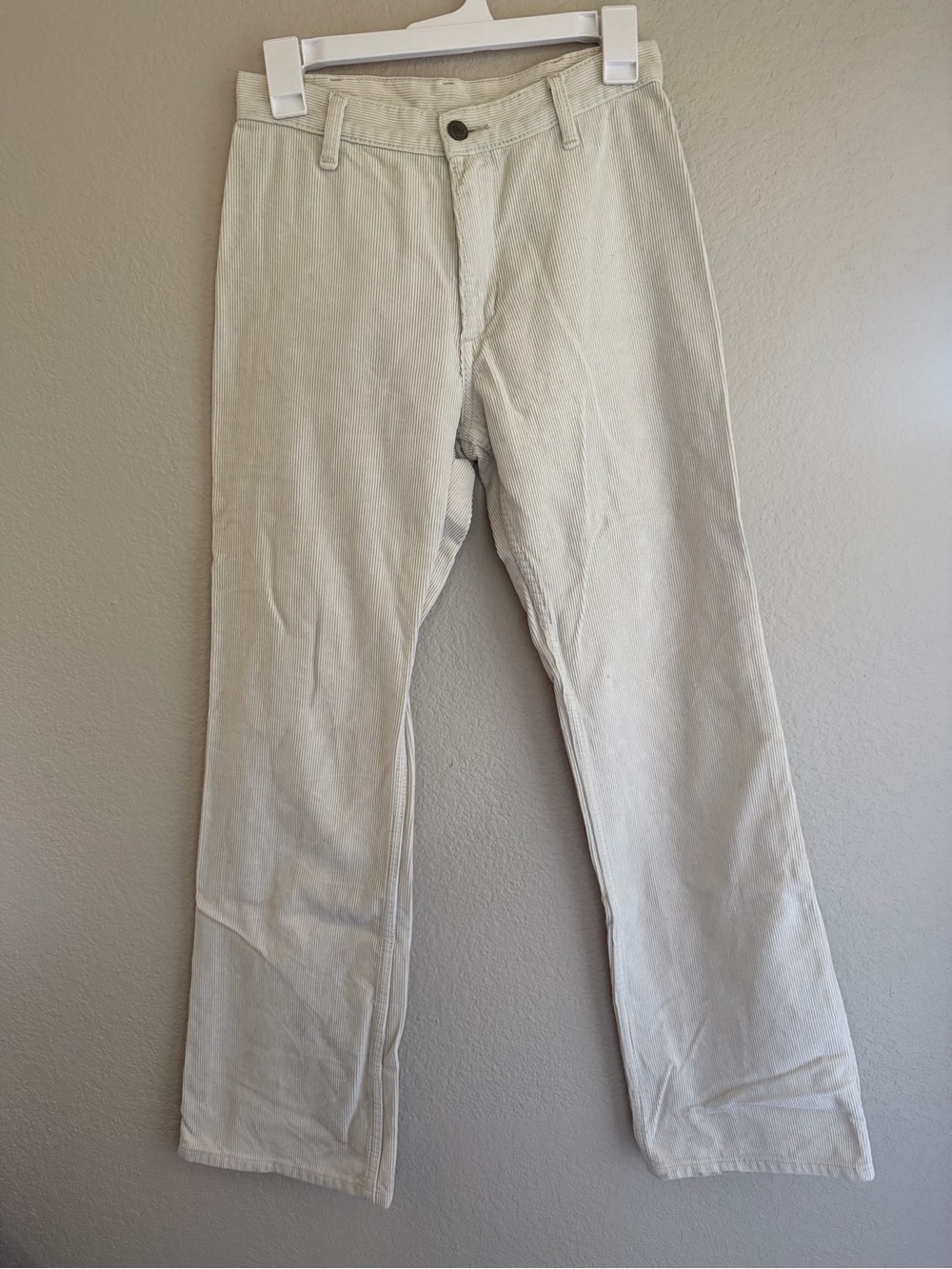 Cream Corduroy Straight-Leg Pants
